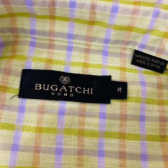 Bugatchi Mens Medium M Short Sleeve Button Down Collar Pocket Casual Shirt - Picture 8 of 8